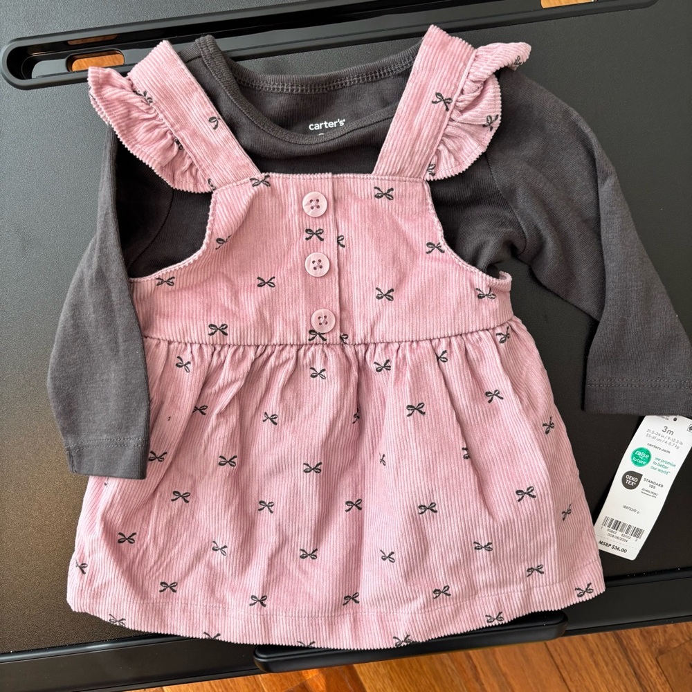 Carter’s baby 2-Piece Tee & Bow Corduroy Jumper Set 3 months